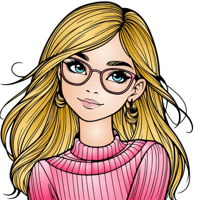 realistic girl with glasses