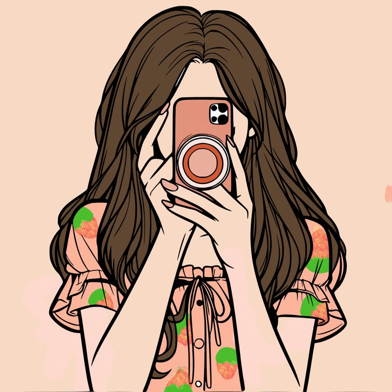 a realistic girl holding her phone taking pictures