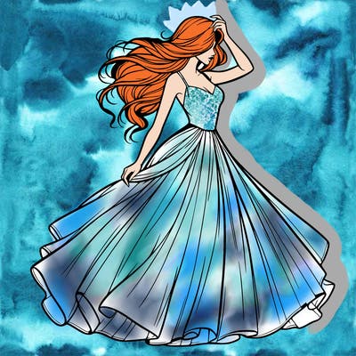 realistic woman with dress flowing in the wind