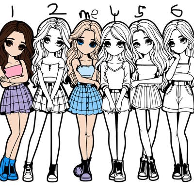 a group of girls realistic