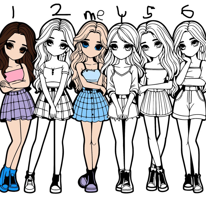 a group of girls realistic