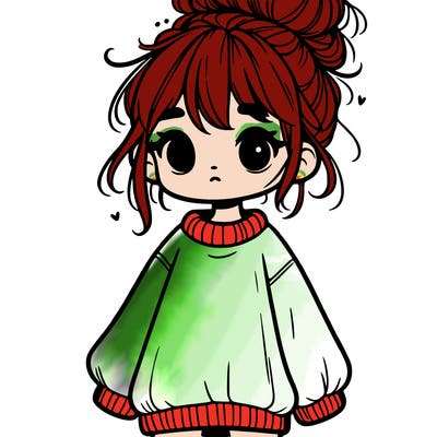 cute girl with baggy jumper and messy bun