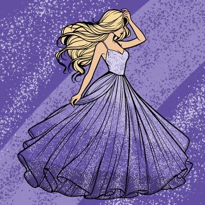 realistic woman with dress flowing in the wind