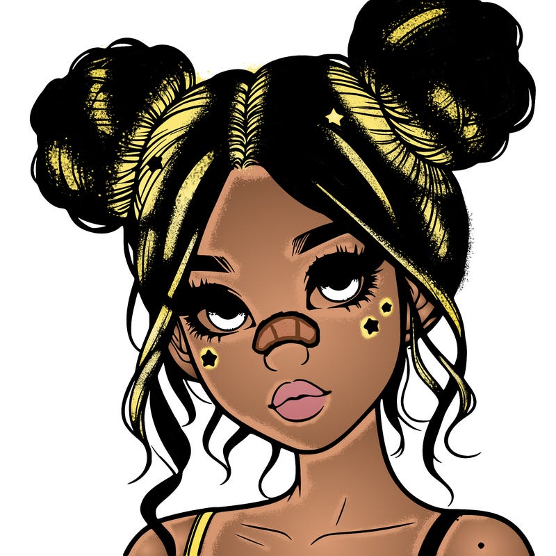 realistic girl with space buns