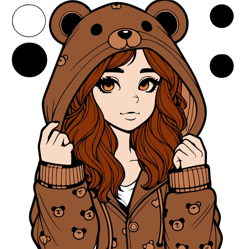 realistic girl in a animal pjs hoodie
