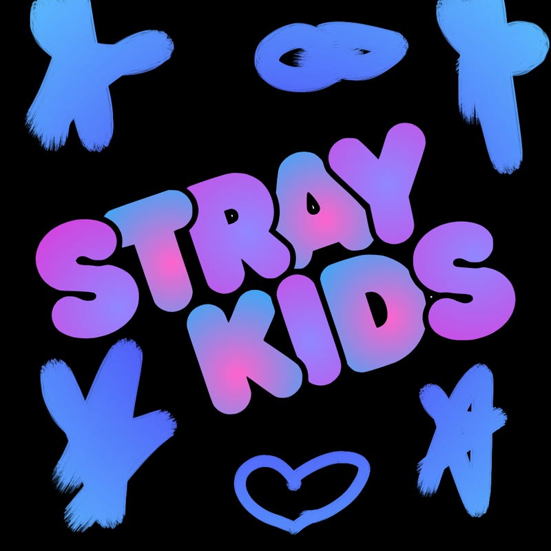 bubble letters saying stray kids