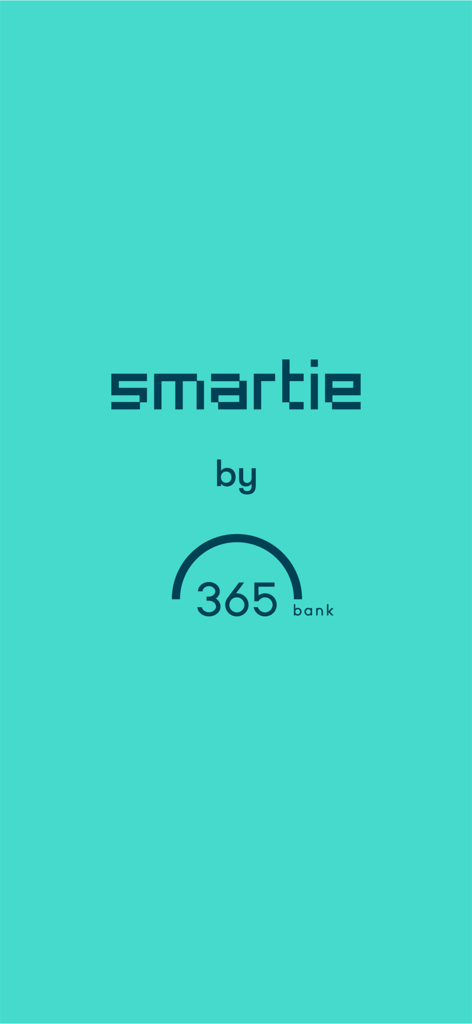 Splash screen for the Smartie app by 365 bank showing the logo on a turquoise background