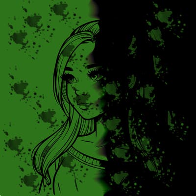 realistic girl with a high ponytail