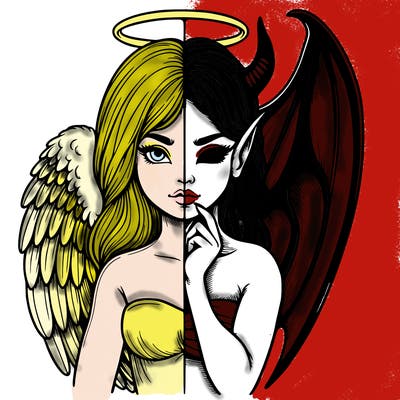 realistic angel half demon