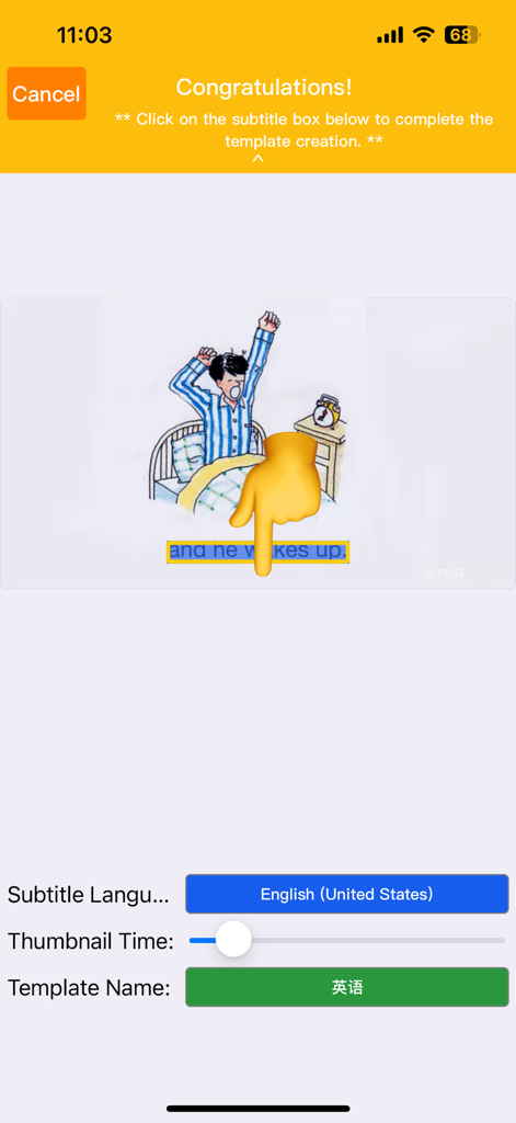 OCR Subtitle app interface for creating a subtitle extraction template by selecting text in a video frame