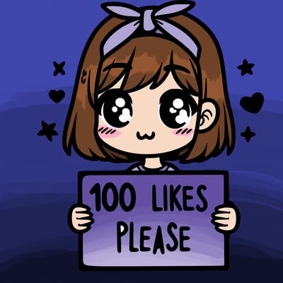girl holding sign saying 100 likes please