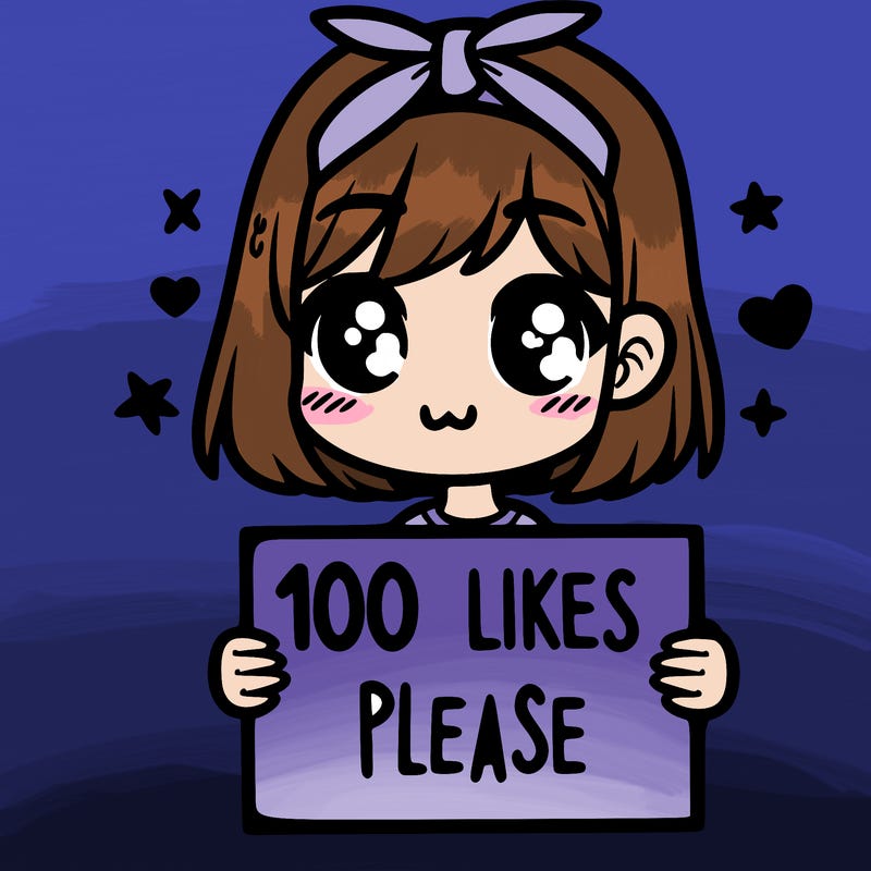 girl holding sign saying 100 likes please
