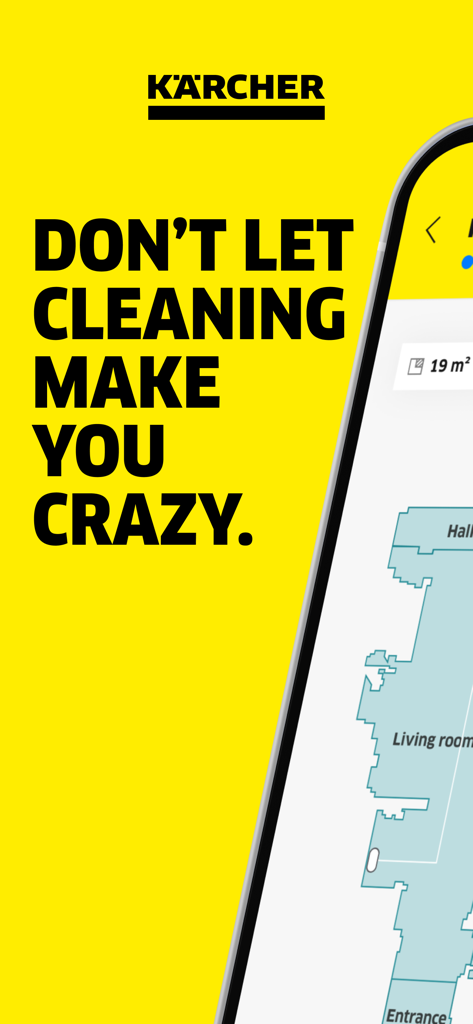 Kärcher Indoor Robots - Karcher Indoor Robots app promotional screen with floor mapping interface and cleaning slogan