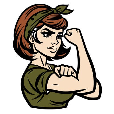 strong woman with a 60s american ad style