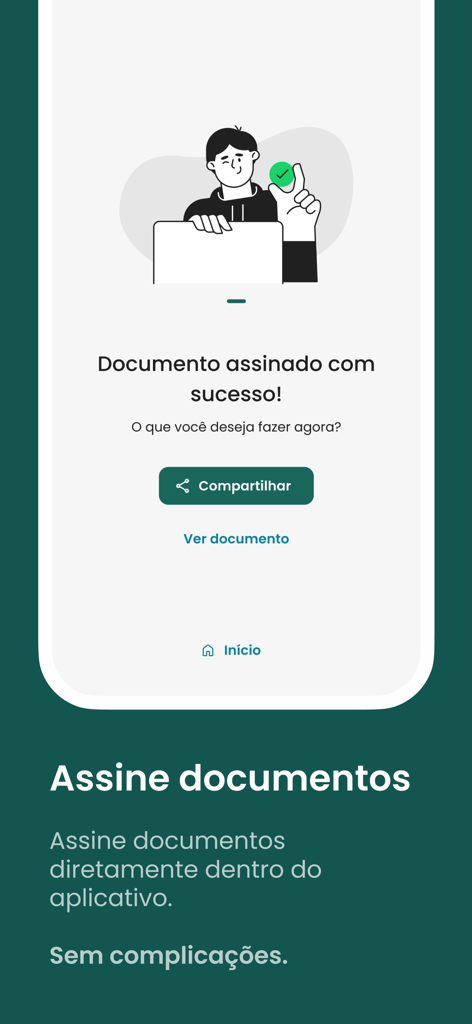 Schermata di conferma della firma digitale riuscita nell'app Bird ID