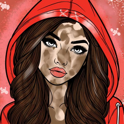 realistic beautiful girl with a hood on