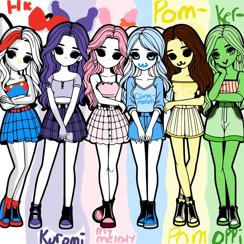 a group of girls realistic