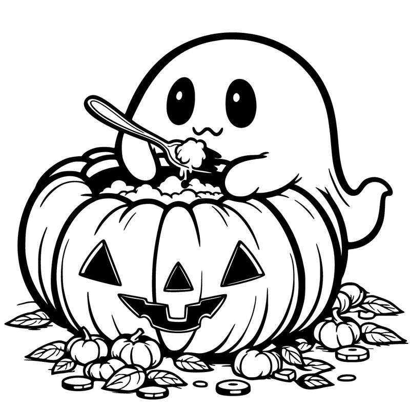 ghost eating pumpkin