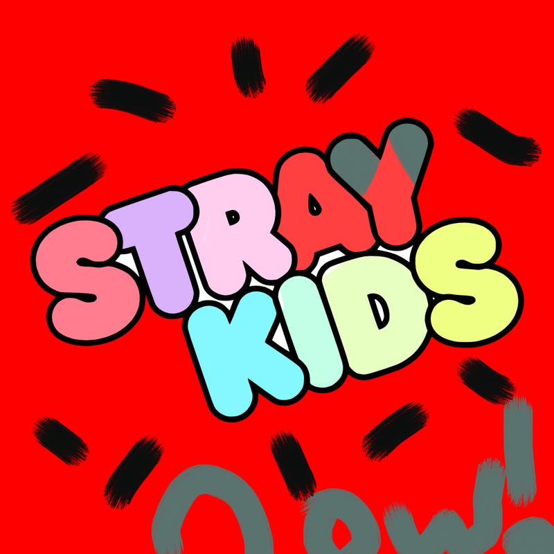 bubble letters saying stray kids