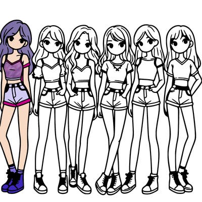 a group of girls wearing crop tops and shorts