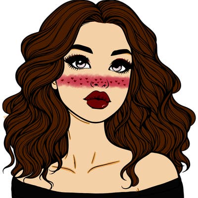 realistic girl with wavy hair and lips