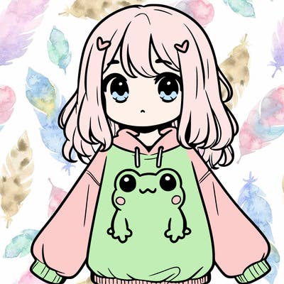 girl wearing frogging sweatshirt