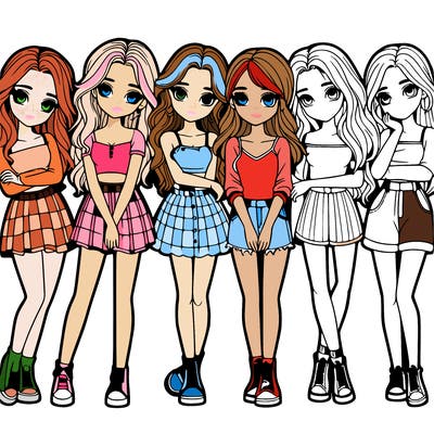a group of girls realistic