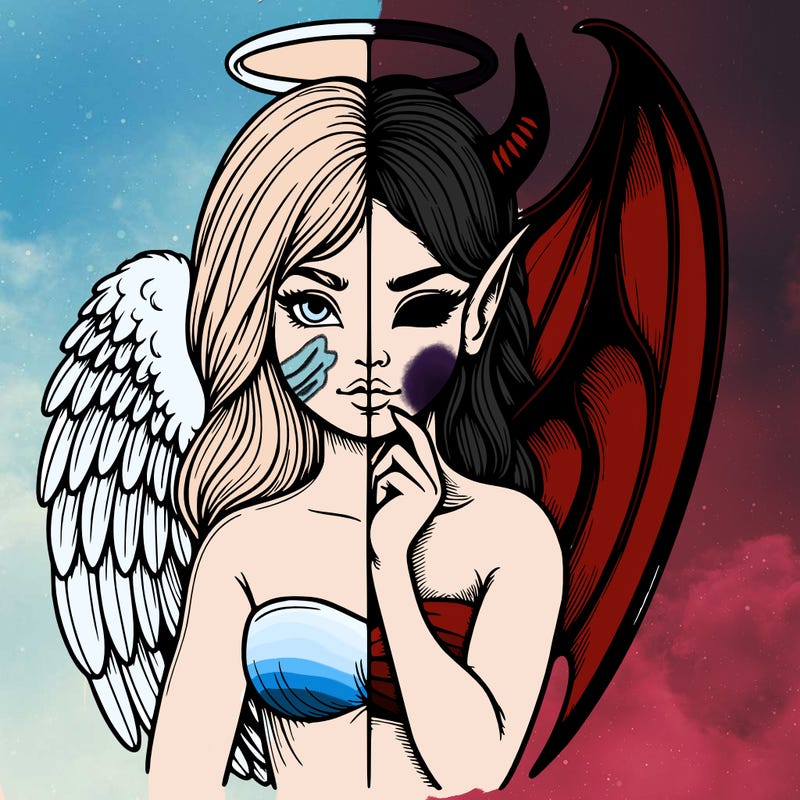 realistic angel half demon