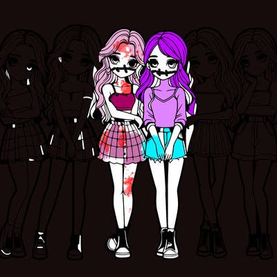a group of girls realistic