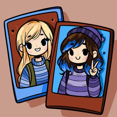 picture of two girls polaroid pictures