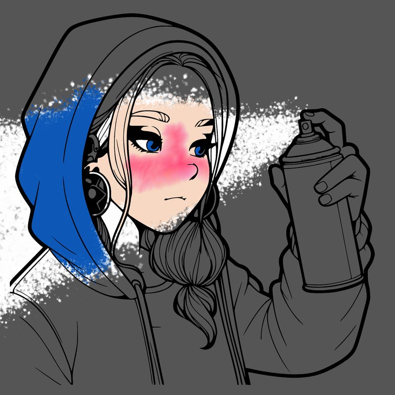 a realistic girl, spray painting