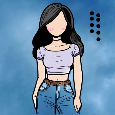 girl with a crop top and jeans