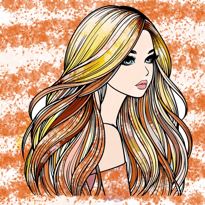 realistic girl with long realistic hair