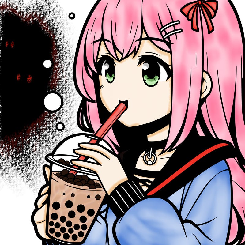 anime girl drinking boba tea
