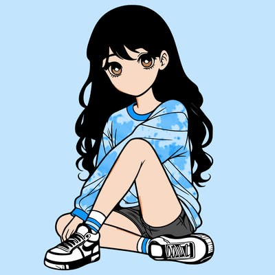 girl sitting realistic