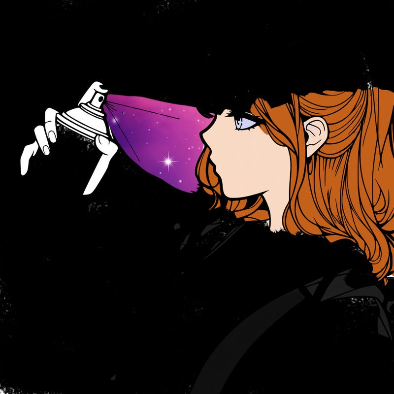 a realistic girl spray, painting