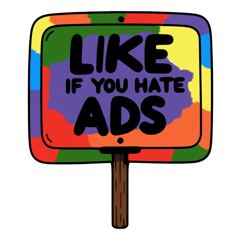 a sign that says like if you hate ads