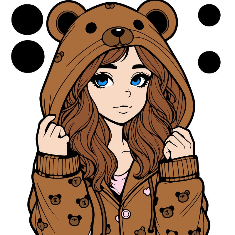 realistic girl in a animal pjs hoodie
