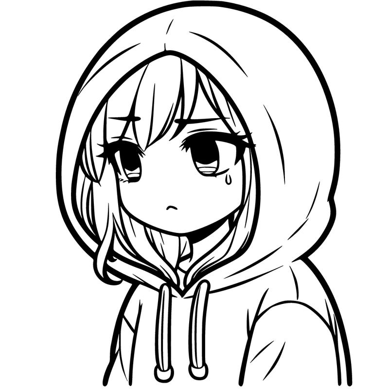 girl in hoodie looking sad