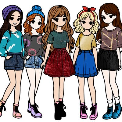 a group of five girls