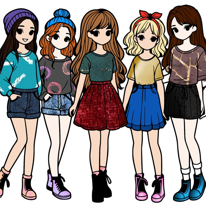 a group of five girls