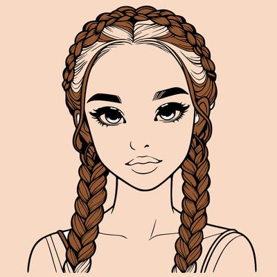 realistic girl with braids
