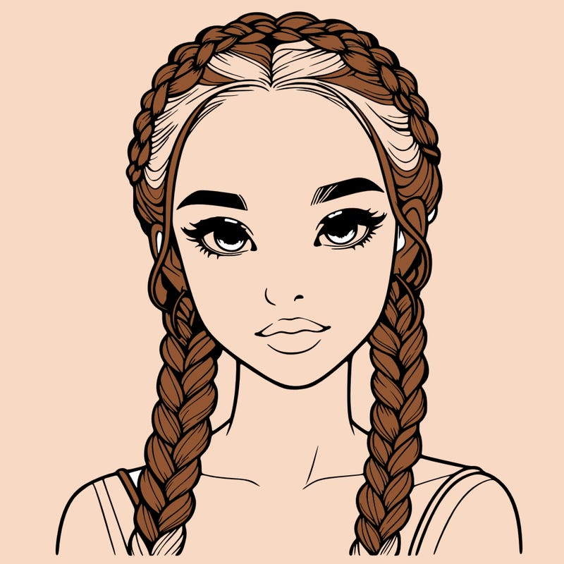 realistic girl with braids
