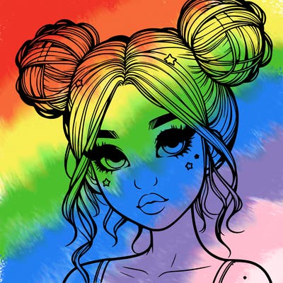 realistic girl with space buns