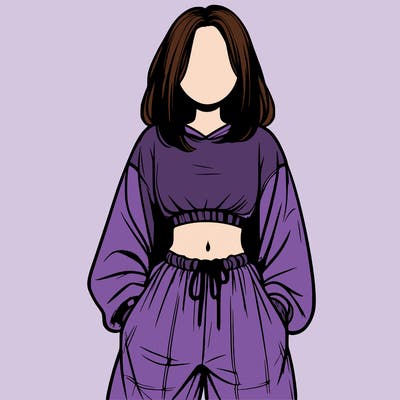 realistic girl faceless with baggy pants and a crop top
