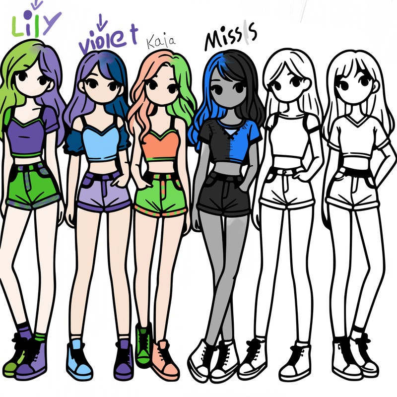 a group of girls wearing crop tops and shorts