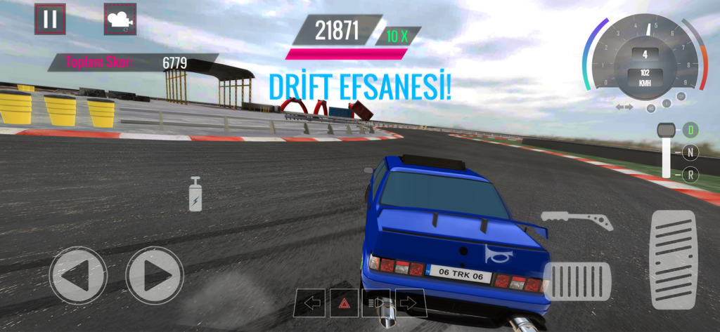 Real Car Drift & Racing Game - A blue car drifting on a race track in Real Car Drift and Racing Game