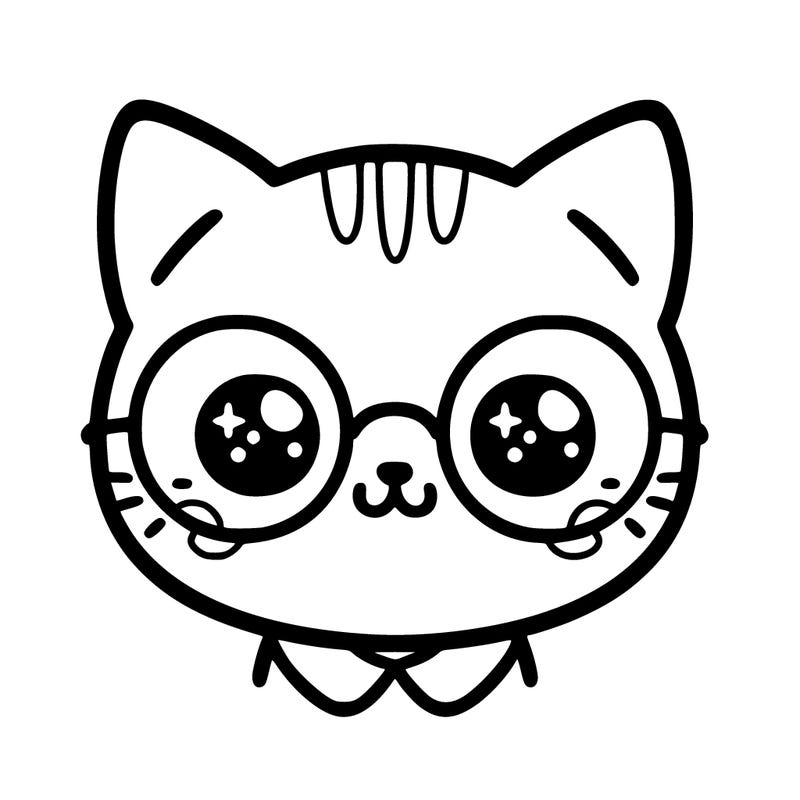 aesthetic cute cat with glasses on