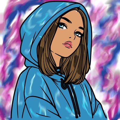 a realistic girl in a hoodie