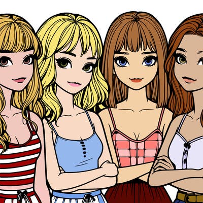 four realistic girls